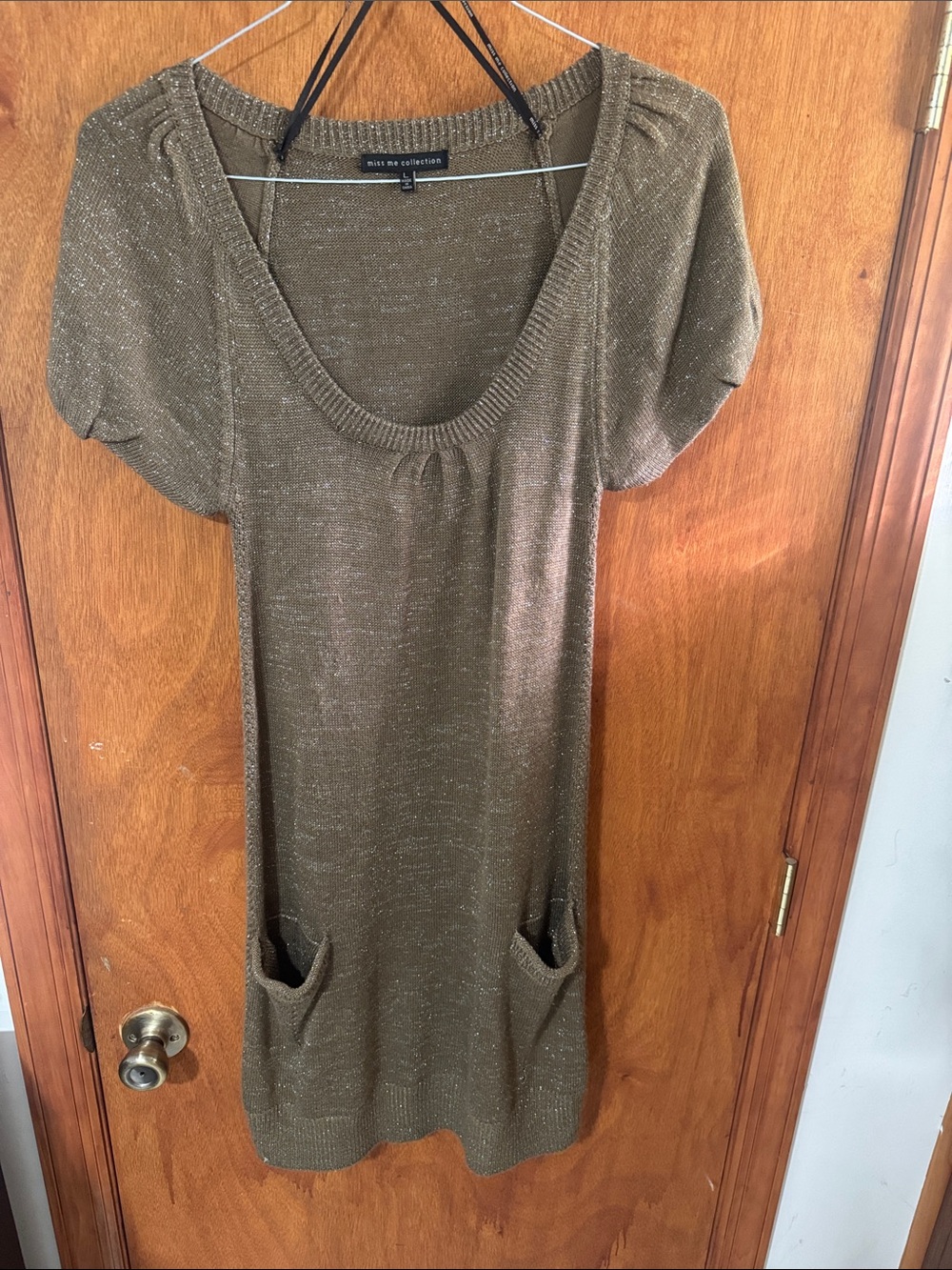 Mossimo Supply Co. Olive Metallic Scoop-Neck Knit Tunic